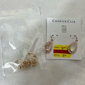 NEW lot of 2 charter club earrings womens sets